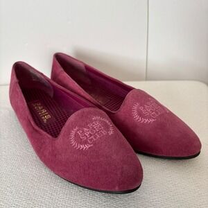 Vintage Paris Sport Club Women's 6.5 Flat Shoe‎ Mauve Burgundy Suede Loafers